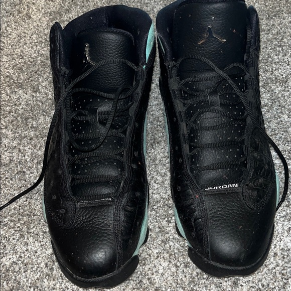 Air Jordan Black and Teal Sneakers retro 45’s - Picture 1 of 6